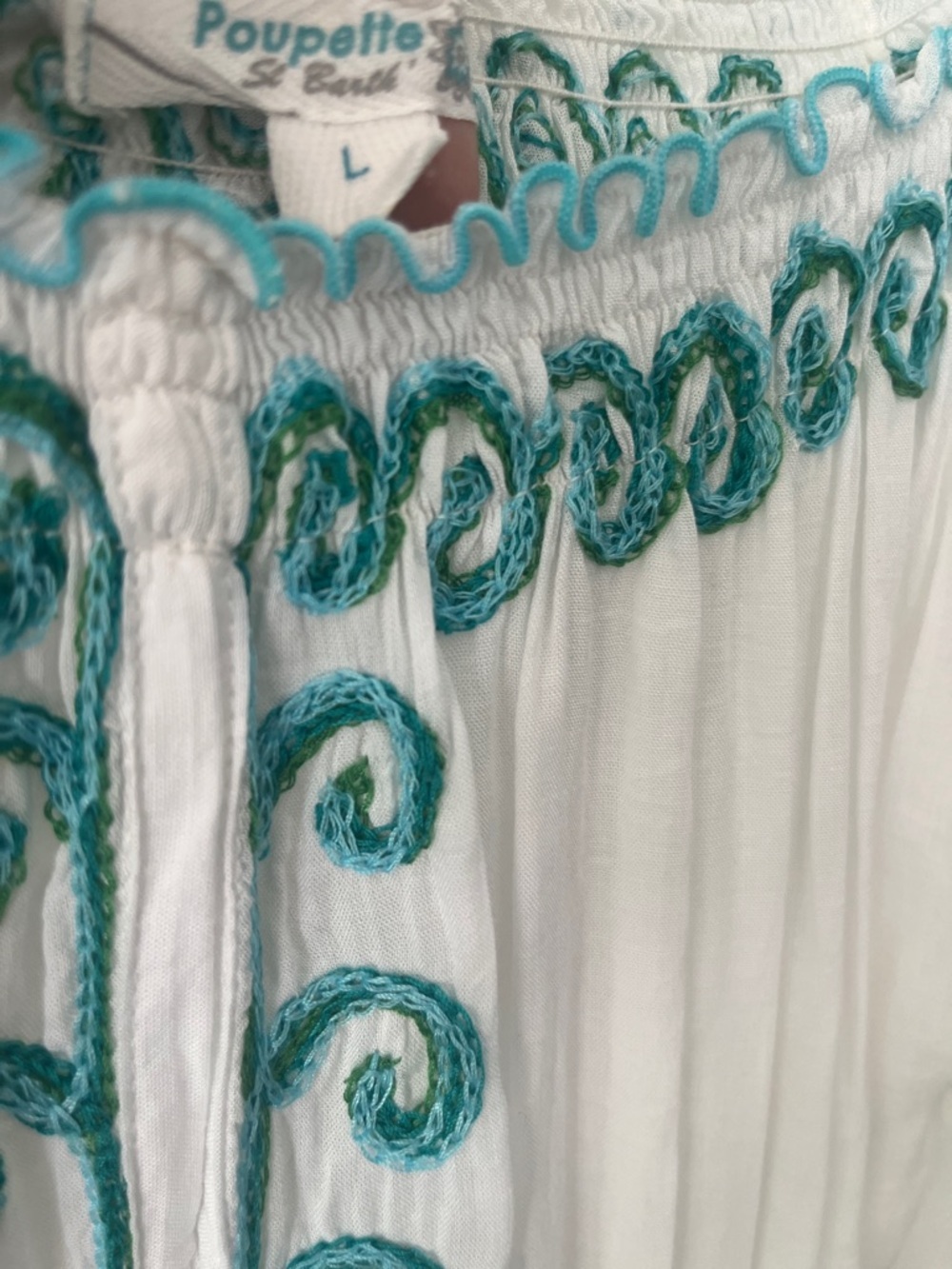 Poupette St. Barth Off Shoulder Embroidered Top Large - Picture 2 of 4